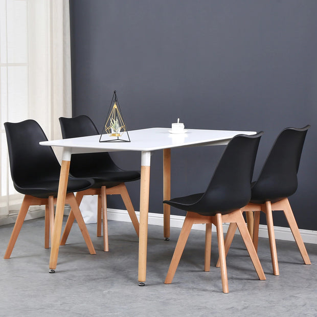 Chair - Dining Chairs - Dining Chairs Set of 6 - Nordic Medieval Dining Chairs - Padded Seat - Beech Legs - Black