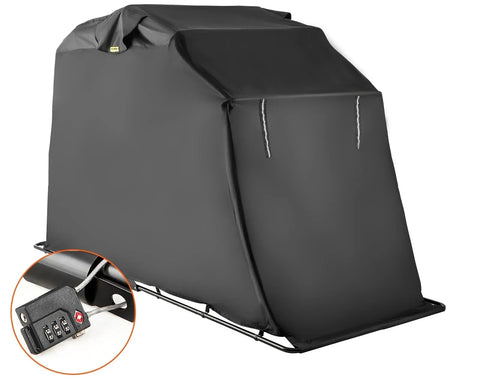Tent - Vervangende Overkapping - Garage Top Tent - Draagbare Berging - Buitenberging - Motorhoes - 600D Oxford - Motorberging - Anti-UV - 106,3x41,3x61 in - Afdak Berging Garage Tent met Slot - Zwart