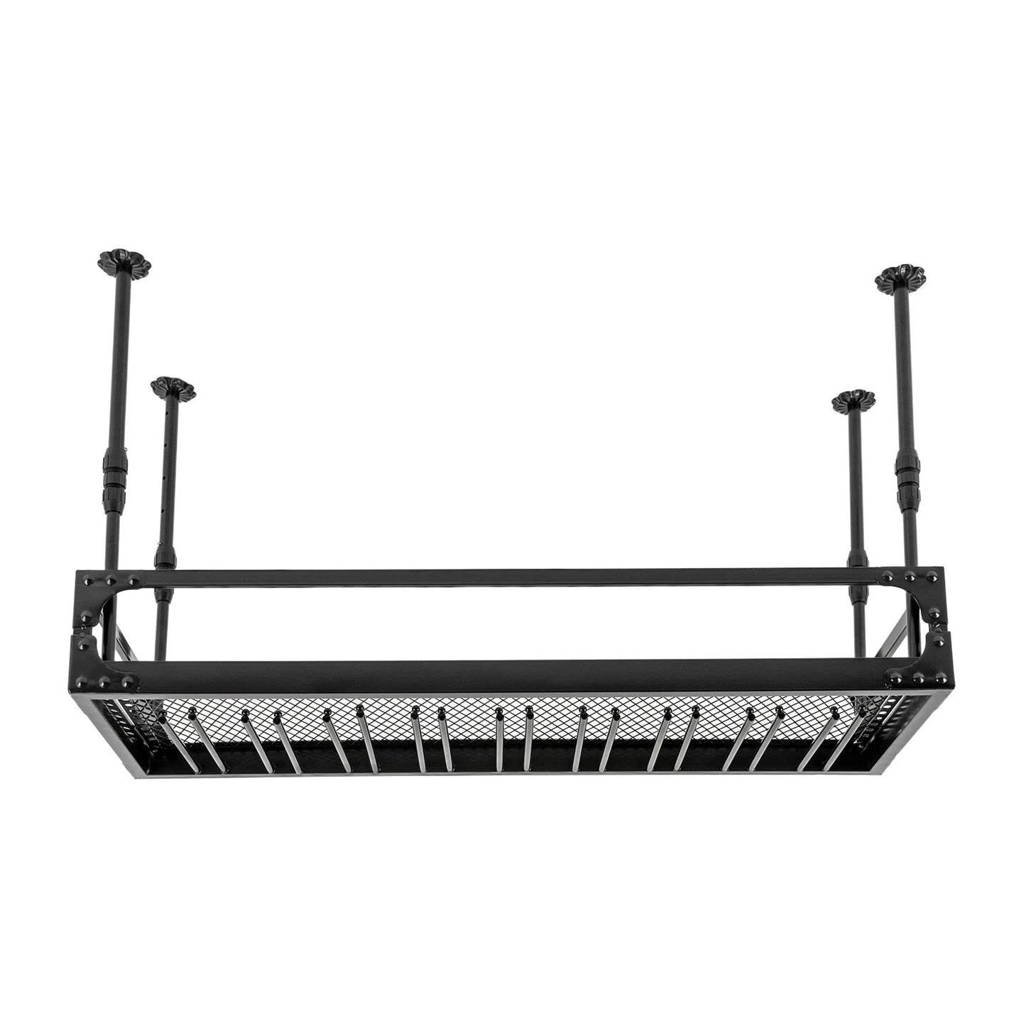 Wijnrek – Wijnfleshouder – Flessenrek – Glazenrek – Plafondrek – Vintage Industrieel Design – Stevig Roestvrij Staal – Verstelbare Hoogte 100 cm