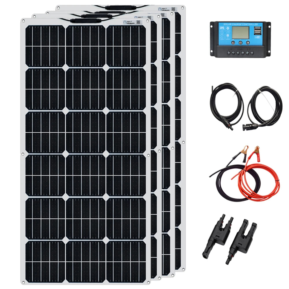Zonnepaneel - Zonnepanelen - Monokristallijn - 12V - 100W - Zonne-kit - Flexibel - Waterdicht - Lichtgewicht - Voor Caravan - Camper - Boot of Thuisgebruik