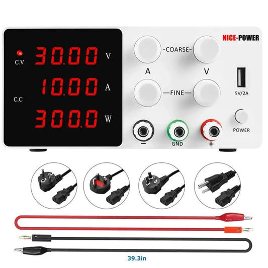 Lab Voeding - DC Voeding - Regelbare Voeding - Voeding - Regelbare Spanningsregelaar - Functie Generator - 60V - 5A - 220V - Voeding Spanningsregelaar - Zwart