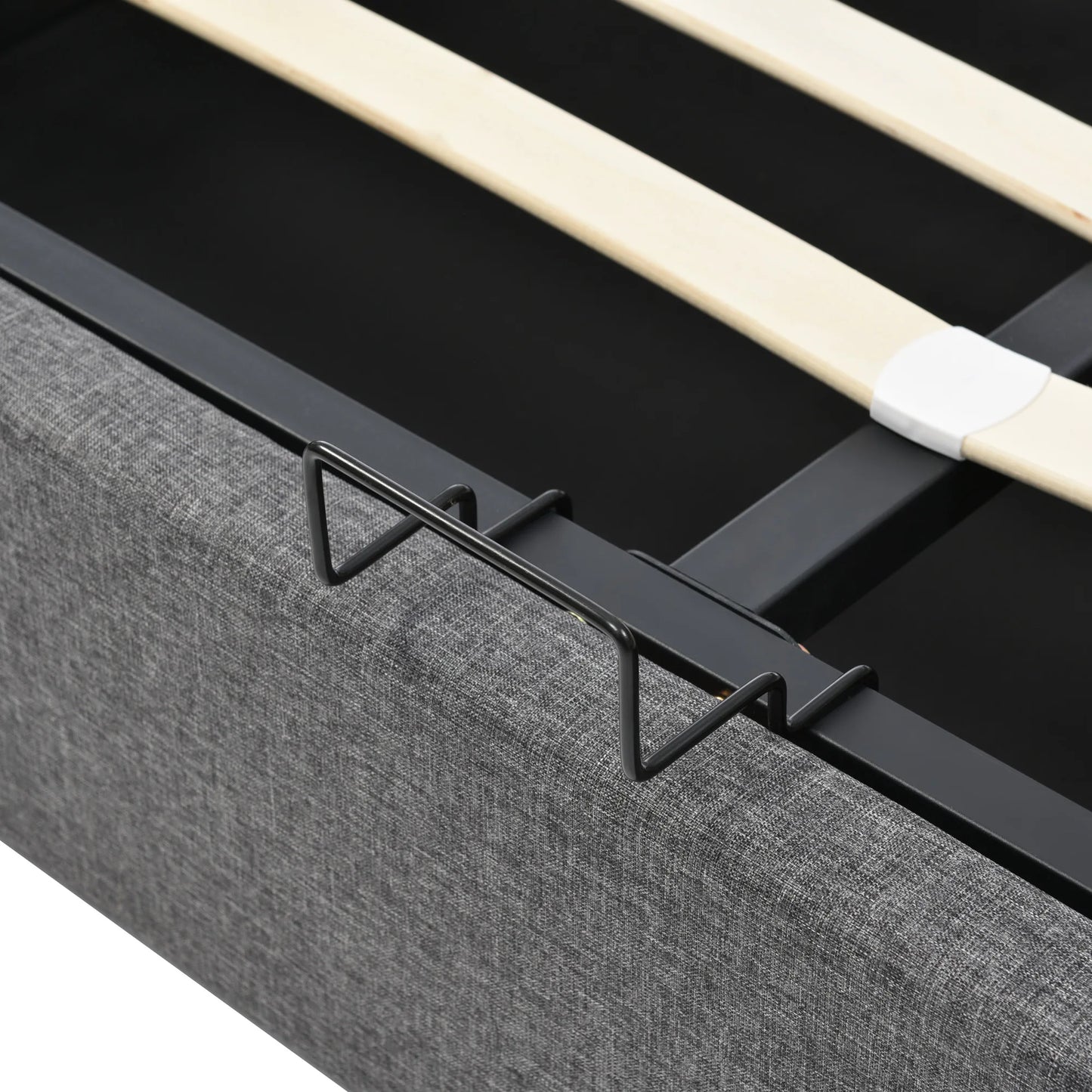 Bedbank – Slaapbank – Sofa Bed – Logeerbed – Kinderbed – Fluwelen Bekleding – Lattenbodem – 90x200 cm – Donkergrijs – Knoop- en Spijkerdetail – Stevige Houten Poten - QUORE