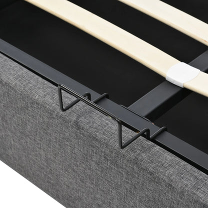 Bedbank – Slaapbank – Sofa Bed – Logeerbed – Kinderbed – Fluwelen Bekleding – Lattenbodem – 90x200 cm – Donkergrijs – Knoop- en Spijkerdetail – Stevige Houten Poten - QUORE