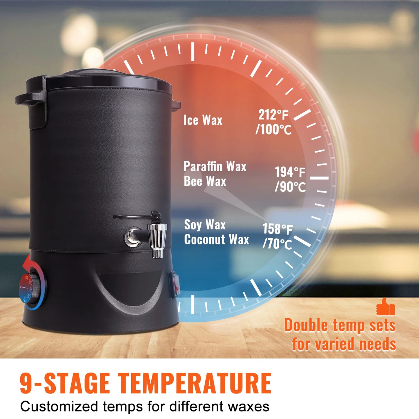 Grote Elektrische Wassmelter - Wassmeltpot - Wax Melter - Kaarsen Smeltpot - 1100W - RVS - 9-standen Bediening - 10L - Zwart - QUORE