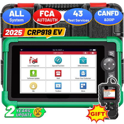CRP919 EV Autodiagnose Scanner – OBD2 Diagnose Tool – Auto Scanner – Elektrische Auto Scanner – Hybride Auto Scanner – 7 Inch Touchscreen – 43+ Resetfuncties