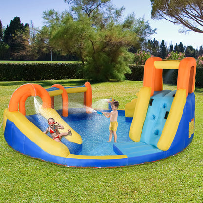 Springkasteel – Springkussen – Speeltoestel – Opblaasbaar – Klimwand – 435x435x200 Cm – 750W Blower
