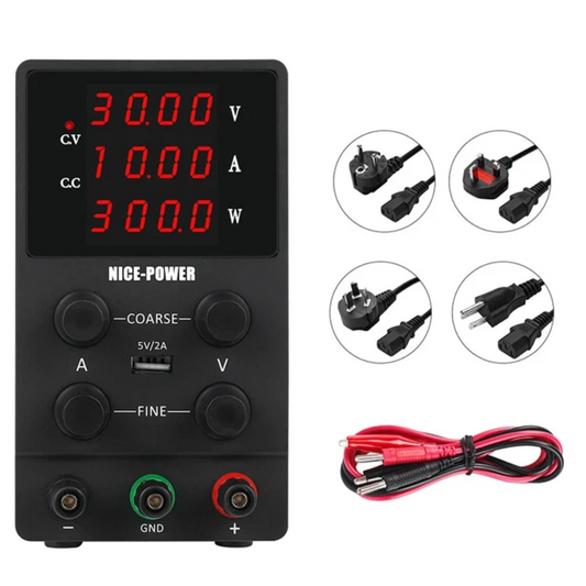 Lab Voeding - DC Voeding - Regelbare Voeding - Voeding - Regelbare Spanningsregelaar - Functie Generator - 30V - 10A - 220V - Voeding Spanningsregelaar - Zwart