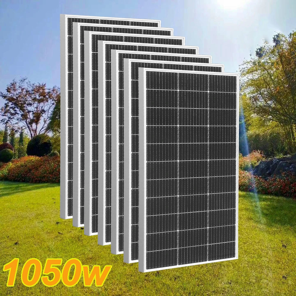 Zonnepaneel - Zonnepanelen - Monokristallijne - Waterdicht - met Glas - en Aluminium Frame - Lichtgewicht - 1050W - 7stuk - voor Boot - Camper - Caravan - RV of Tuin