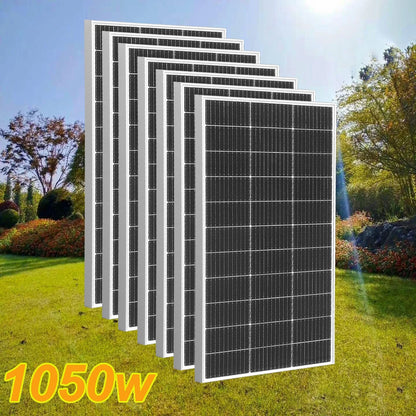 Zonnepaneel - Zonnepanelen - Monokristallijne - Waterdicht - met Glas - en Aluminium Frame - Lichtgewicht - 1050W - 7stuk - voor Boot - Camper - Caravan - RV of Tuin