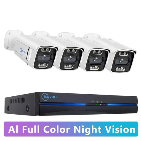 Beveiligingscamerasysteem - met 8 CH POE HD NVR - 5 Megapixels - 4 camera's - QUORE