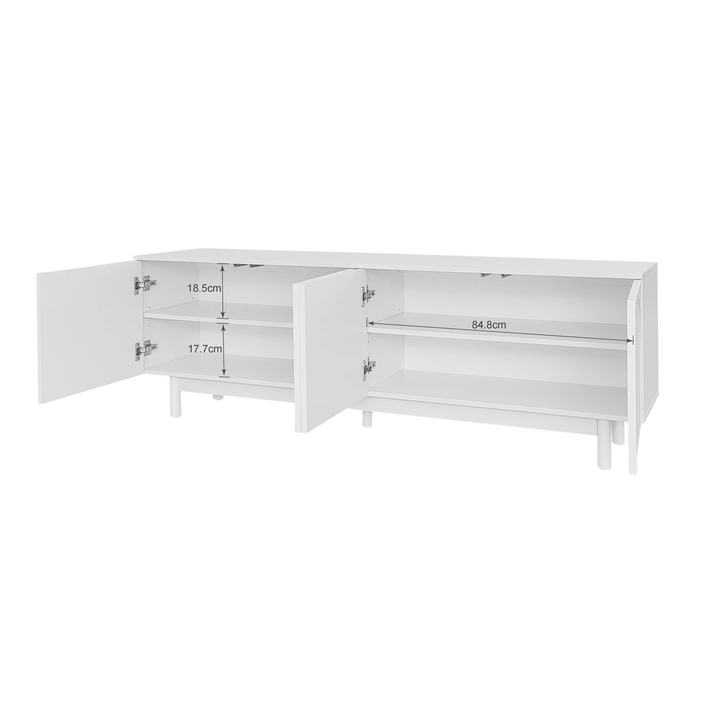 TV-Kast – Meubel Voor Tv – Mediameubel – Tv-Stand – Witte Kast – 175 Cm Breed – Push-To-Open Deuren