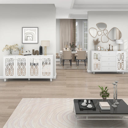 Dressoir – Opbergkast – Kasten – Sideboard – Buffetkast – Ivoor – Ruime Opbergruimte – Duurzaam MDF Met Houten Poten - QUORE