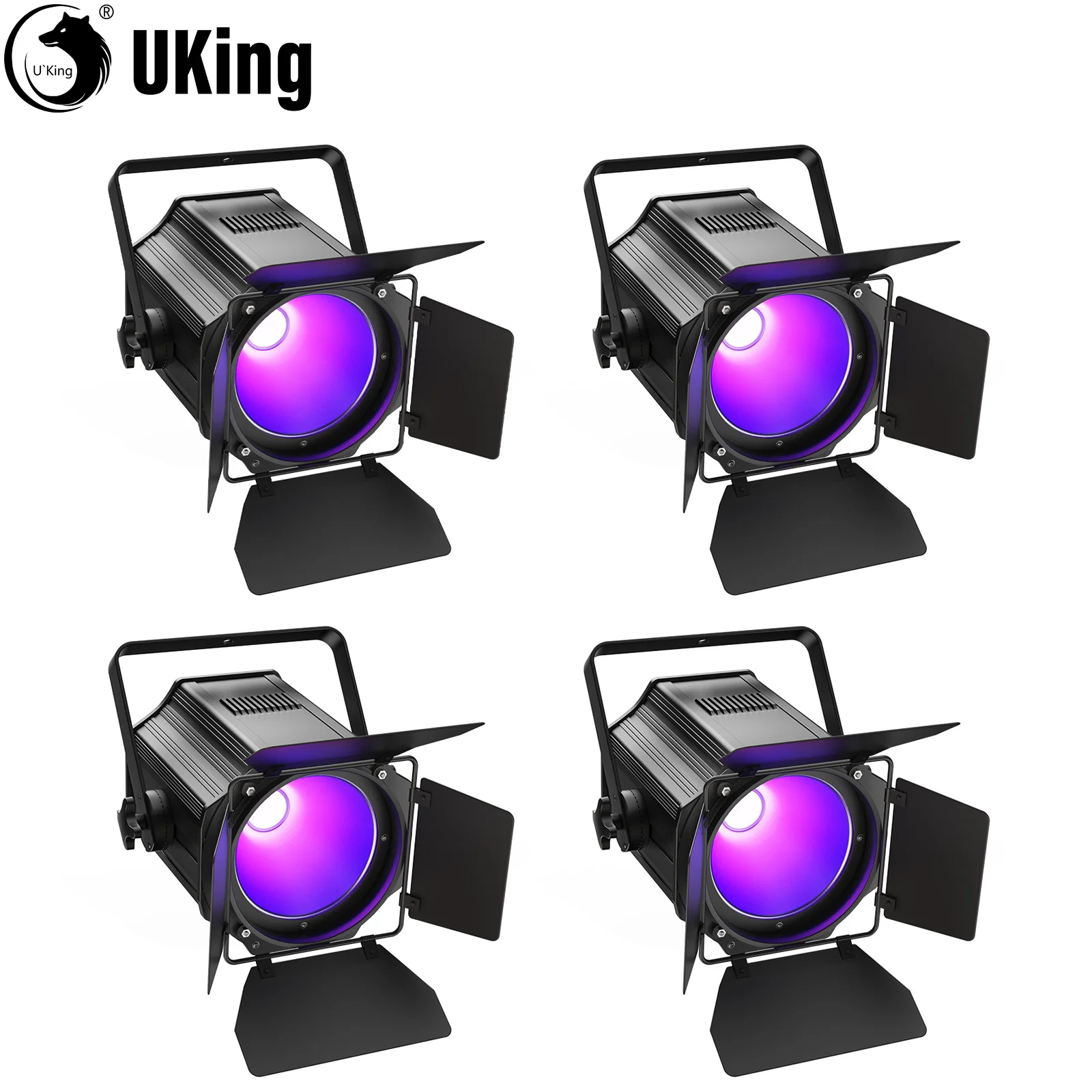 200W LED Par Light Set – DJ Verlichting – Podiumspot – LED Spot – Event Verlichting – 6-in-1 RGBWA+UV – DMX512 Met Barn Door – 4-delig EU Plug - QUORE