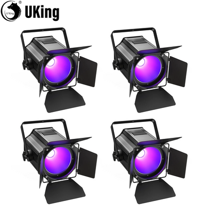 200W LED Par Light Set – DJ Verlichting – Podiumspot – LED Spot – Event Verlichting – 6-in-1 RGBWA+UV – DMX512 Met Barn Door – 4-delig EU Plug - QUORE