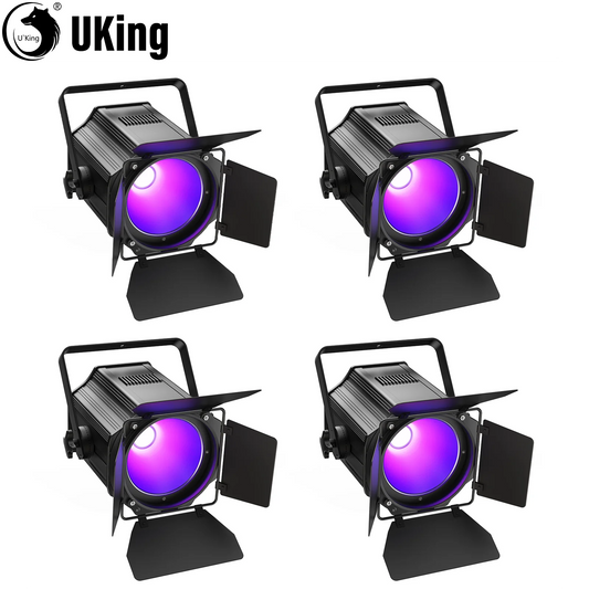 200W LED Par Light Set – DJ Verlichting – Podiumspot – LED Spot – Event Verlichting – 6-in-1 RGBWA+UV – DMX512 Met Barn Door – 4-delig EU Plug - QUORE