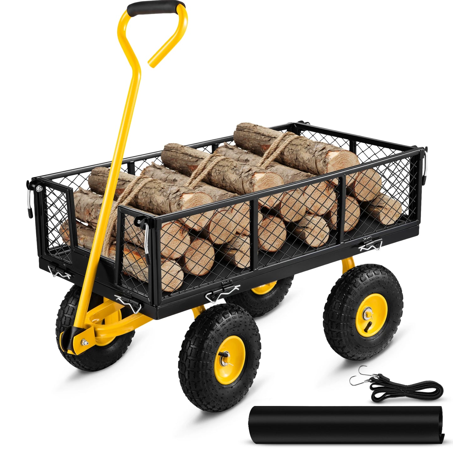 Tuinwagen - Tuinkar - Bolderkar - Strandkar - Verwijderbare Gaaswanden - Luchtbanden - Rubberen Handvat - Heavy-duty - 1200 Lbs