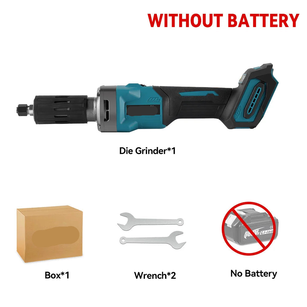 Rechte Slijpmachines - met Brushless - 2000W Draadloze - 35000RPM - 6mm Slijpmachine - 4 Snelheden Variabel -18V - Professionele Slijprotools - voor Graveer - Polijstmachine - Snijden - Zonder Batterij