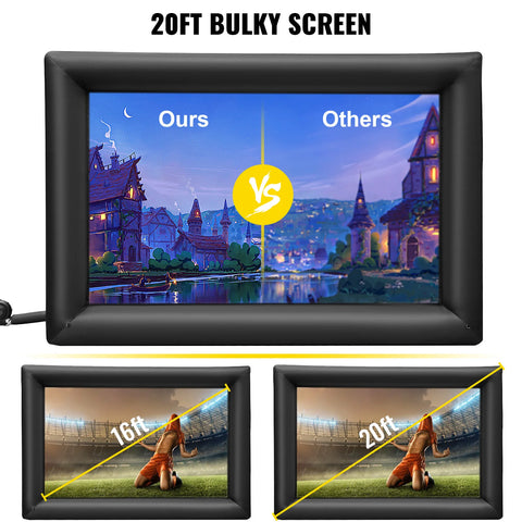 VEVOR Beamer Scherm Opblaasbaar - Beamer 4K Scherm - 5x2 M Scherm - 16ft - Projector Scherm - Groot Scherm - Beamer Doek - Beamer Oprolbaar Scherm - Projectie Scherm - QUORE