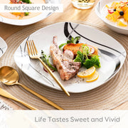 Dinnerware set - Porcelain Dinnerware - Dinner Plates - Round Plates - Black Line - 18-Piece - Soup Plates - Dessert Plates - For Kitchen - Dining Table