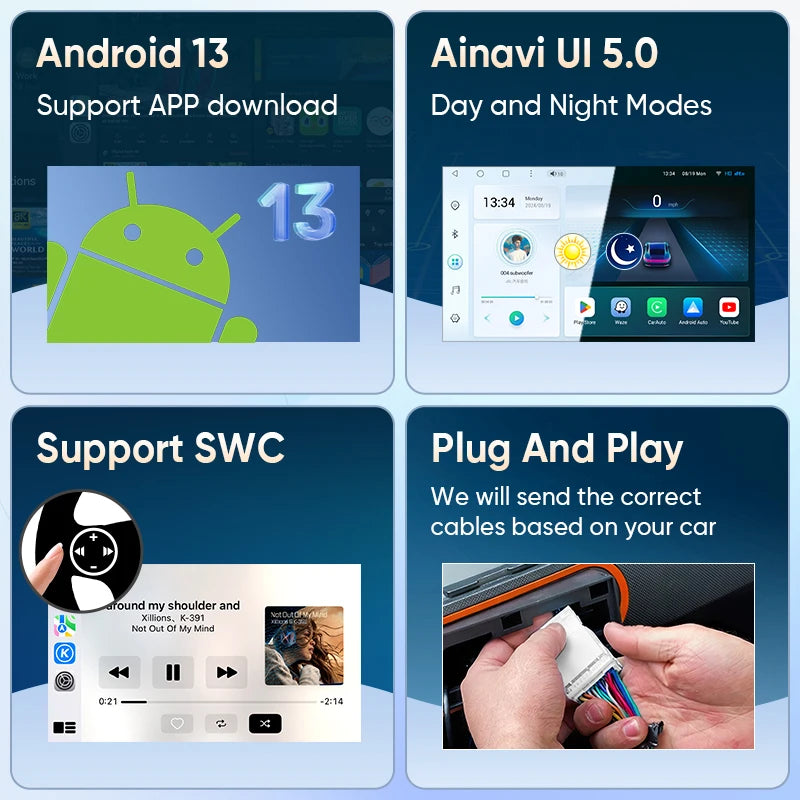 Ainavi 13.1 Car Radio For Toyota RAV4 2020 2021 2023 2024 RAV 4 XA50 Wireless Carplay Android Auto 4G Car Multimedia Player DSP - QUORE