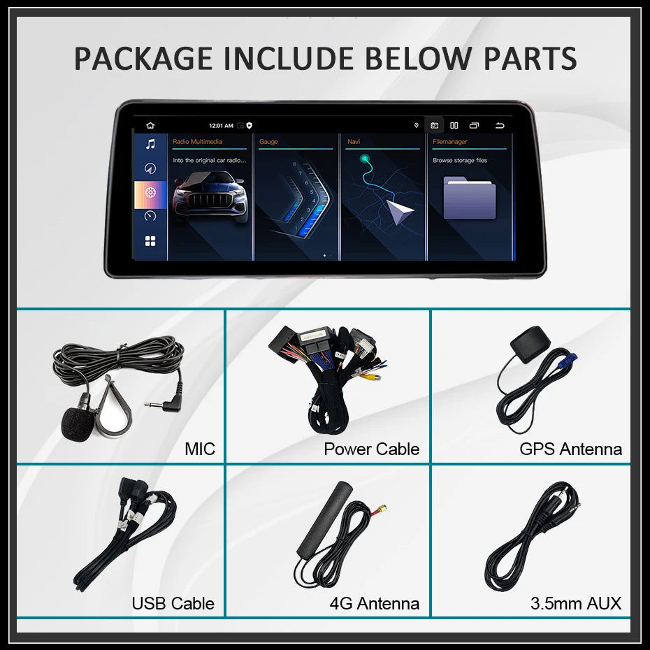 Autoradio BMW 3- & 5-Serie – Multimedia Speler – Navigatie Systeem – Android Radio – Touchscreen Display – Android 14 OS – Draadloze CarPlay & 12,3 Inch Scherm - QUORE