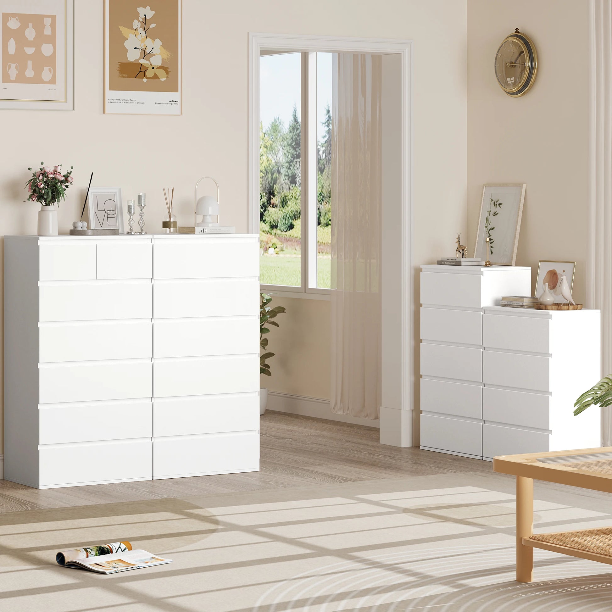 Getone Chest of Drawers Bedroom, Tall Chest of Drawers with 7 Drawers, Bedroom Furniture Storage Cupboard Cabinet  Bedroom Dresser, for Living Room Hallway 60x40x119cm - QUORE