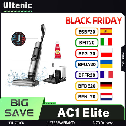 Ultenic AC1 Elite Cordless Vacuum And Mop with Self-Cleaning, 3 Cleaning Mode, Up to 50min Runtime, Smart Dirt Detection, LCD - QUORE