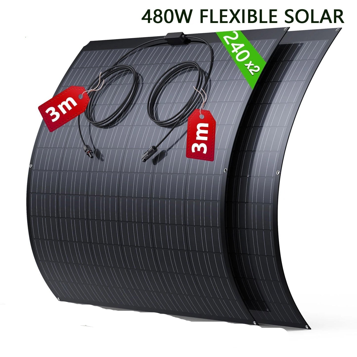 Flexibel Zonnepaneel Set – Lichtgewicht Zonnepanelen – Weerbestendig Zonnepaneel – Outdoor Zonne-energie – 480W Vermogen – IP67 Bescherming