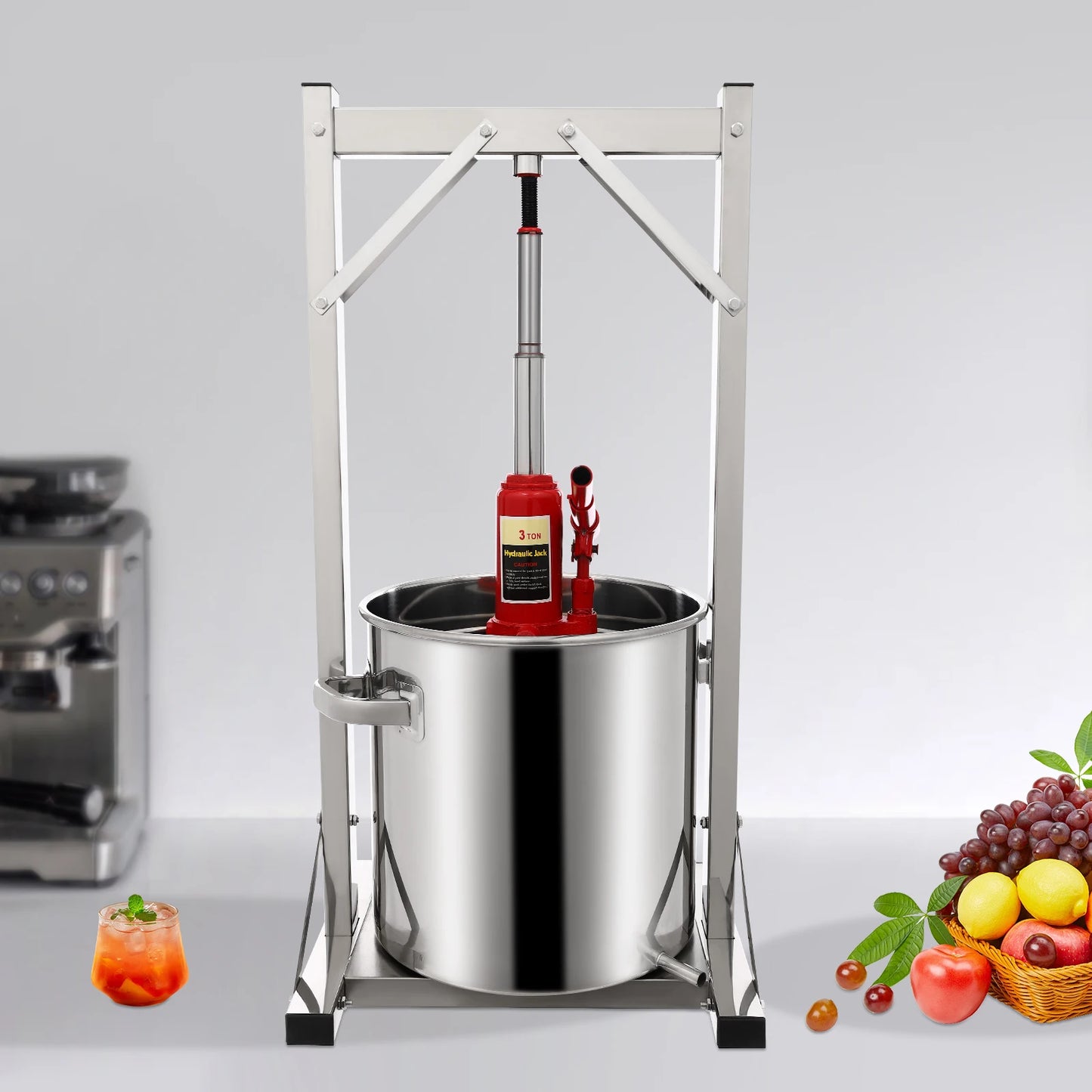 Hydraulische Juice Pers – Fruit Pers – Sap Pers – Wijn Pers – Puree Pers – 22 Liter Capaciteit – 3 Ton Drukvermogen