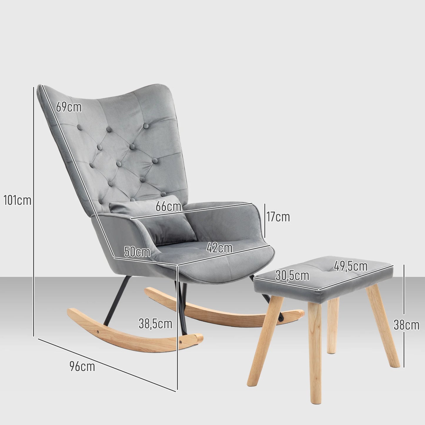 Velvet Schommelstoel – Relaxstoel – Hangstoel – Fauteuil – Lounger – Comfortabel Velvet Oppervlak – Inclusief Voetenbank