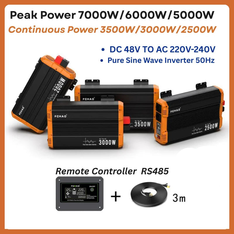 Zuivere Sine Wave Omvormer 48V – Zuivere Sinus Omvormer – Spanningsomzetter – 48V Naar 220V Omvormer – Wisselstroomconverter 2500W – LCD Display – Krachtig Piekvermogen 3500W