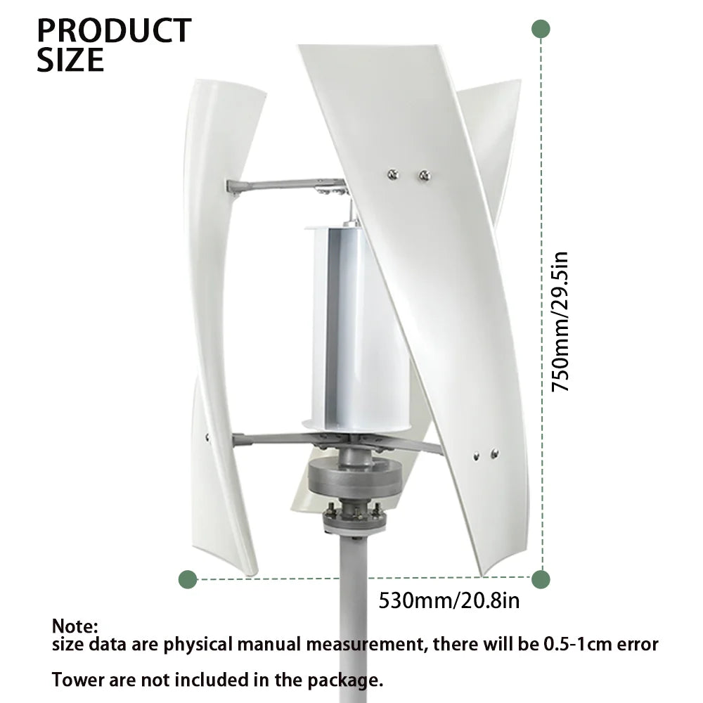 3000W Verticale Windturbine – Windgenerator – Windmolen – Energieopwekker – Alternatieve Energie – 12V Met MPPT Controller – Stil En Efficiënt