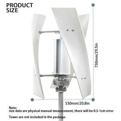 Verticale Windturbine – Windgenerator – Windmolen – Dynamo – Alternatieve Energie Generator – 3000W – Hybride MPPT Controller – Inclusief Zonnepanelen