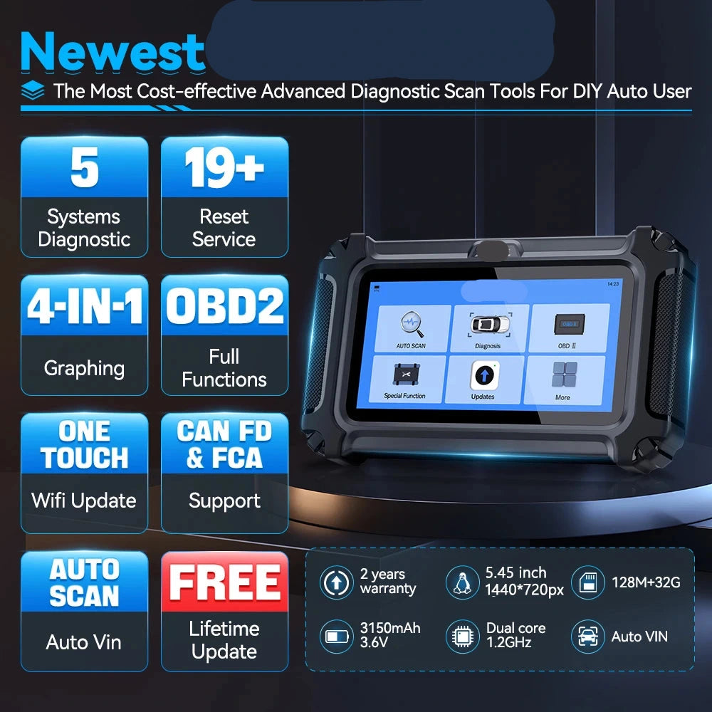 OBD2 Diagnosetool – OBD2 Scanner – Auto Diagnoseapparaat – Foutcode Lezer – Resetfunctie – 5,45 Inch Touchscreen – Wifi Updates