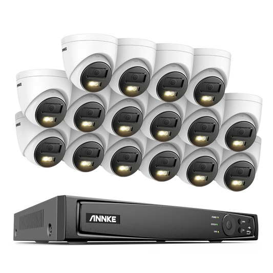 16-Kanaals IP Beveiligingscamera Set – Beveiligingscamera Systeem – CCTV Camera Set – NVR Beveiliging – PoE IP Camera – 12MP Resolutie – Dual-Light Nachtzicht Tot 30m