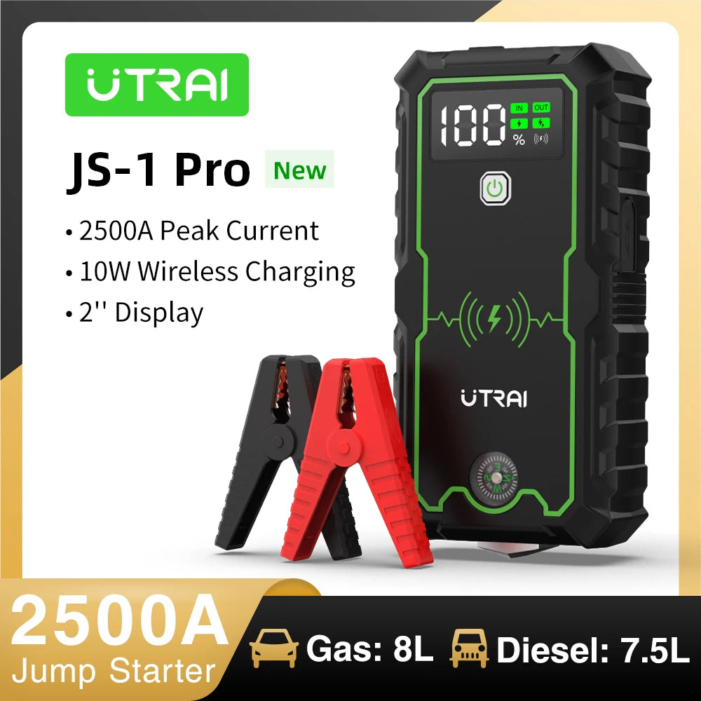 Utrai - JS-1 Pro - Jumpstarter voor Auto - Startkabels - Starthulp - 12V - 2500A - Jumpstarters - Powerbank - Zwart - QUORE