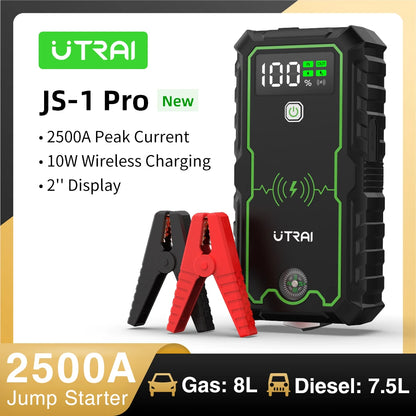 Utrai - JS-1 Pro - Jumpstarter voor Auto - Startkabels - Starthulp - 12V - 2500A - Jumpstarters - Powerbank - Zwart - QUORE