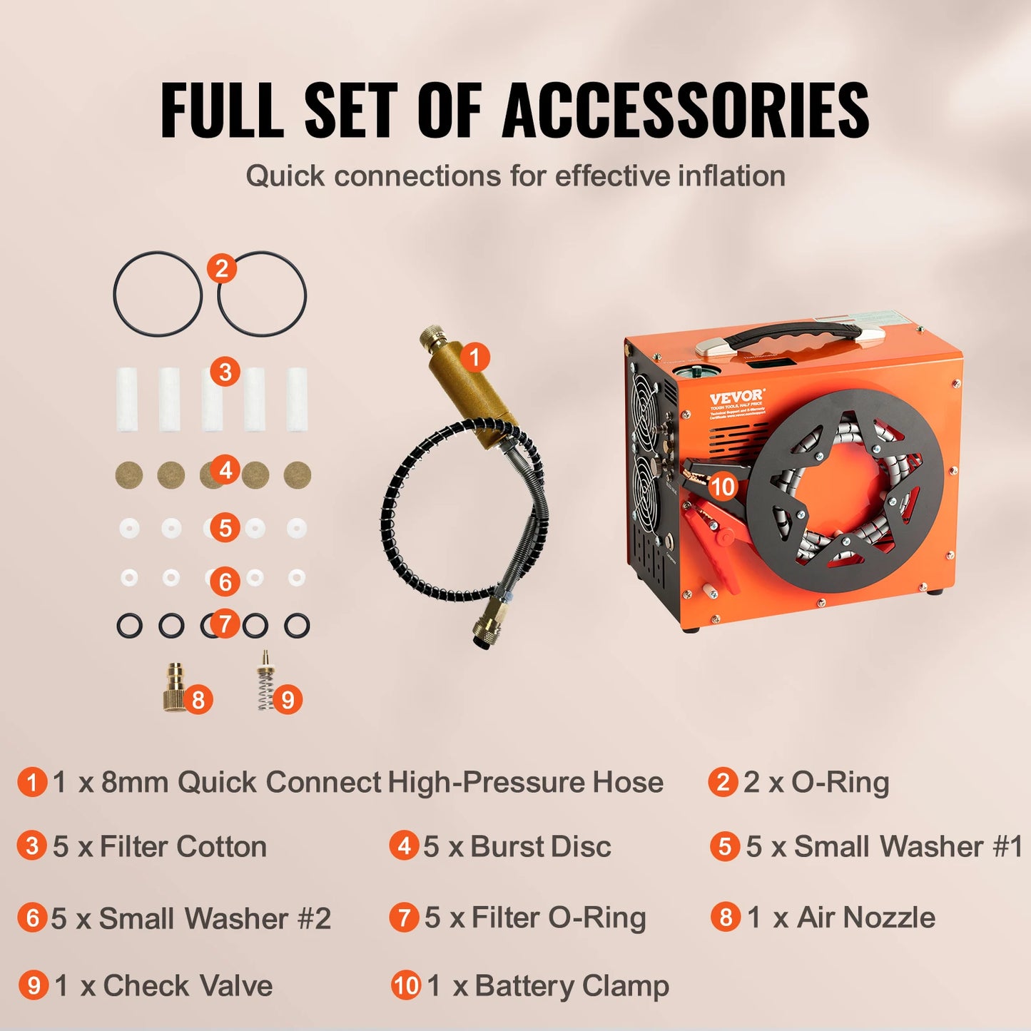 Elektrische Luchtcompressor – PCP Pomp – Paintball Luchtpomp – Draagbare Inflatier – 600W Motor – 4500 PSI Maximaal Druk