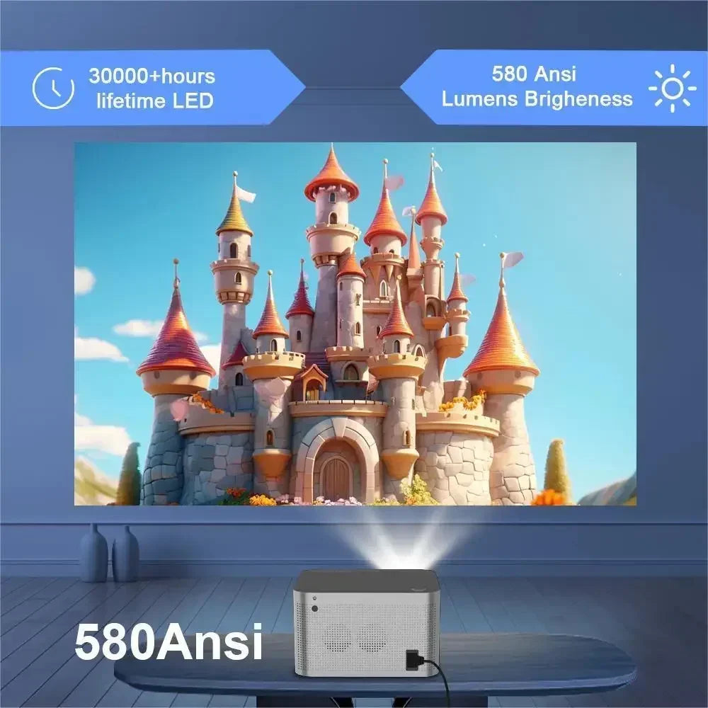 4K Android Projector – Mini Projector – Home Cinema Projector – Draagbare Beamer – Wifi Projector – Full HD 1080p Resolutie – Wifi 6 & Bluetooth 5.0 Connectivity