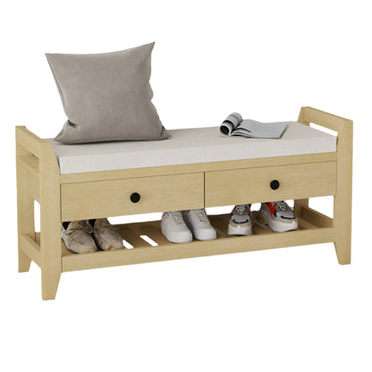 Schoenenbank – Schoenenopberger – Zitbank – Opbergbank – Comfortabel 5 Cm Kussen – MDF En PB Materialen - Geel