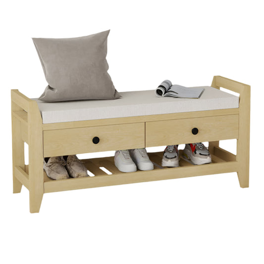 Schoenenbank – Schoenenopberger – Zitbank – Opbergbank – Comfortabel 5 Cm Kussen – MDF En PB Materialen - Geel