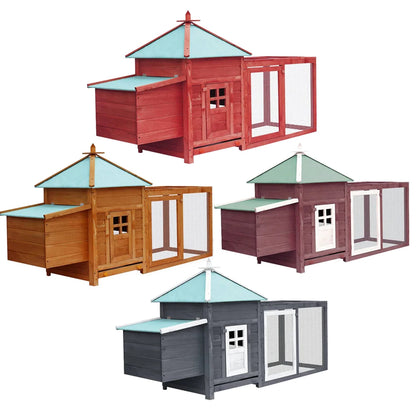 Kippenhok - Kippenren - Kippenhokken - Inloop Kippenren - Waterdicht Dak - 193x68x104cm - Houten Buitenhok - voor Pluimvee - Grijs