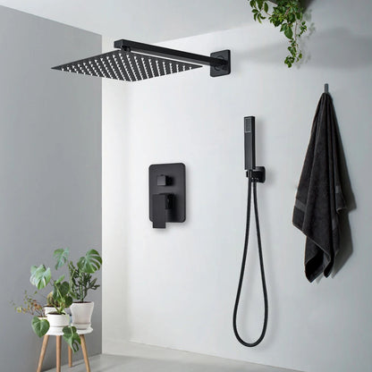 Douchekraan - Douchepaneel  - Douche - Regendouches - Inbouw Douchekraan Systeem – 2-Weg Regendouche Set met 10 inch Douchekop & Thermostatische Mengkraan | Wandgemonteerd SUS304 -  Zwart
