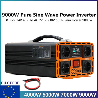 9000W Zuivere Sinus Omvormer – Stroomomzetter – DC naar AC Converter – Spanningsomvormer – Inverter 24V – Compact Ontwerp – Hoog Rendement 93% - QUORE