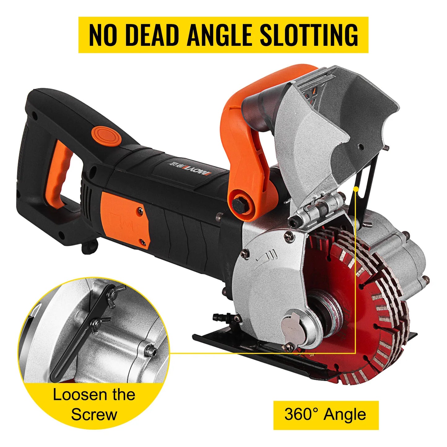 Muurfrees - Beton Cutter - 5000RPM - Power Tools Set - 4800W - met 133mm Cirkelzaagbladen - Stofafzuiging - Slijpschijven - Multi-purpose Use - Zwartoranje