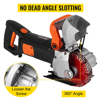 Muurfrees - Beton Cutter - 5000RPM - Power Tools Set - 4800W - met 133mm Cirkelzaagbladen - Stofafzuiging - Slijpschijven - Multi-purpose Use - Zwartoranje