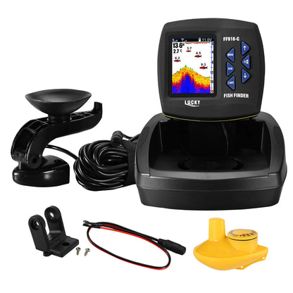 Portable Fish Finder Wireless Sonar Sensor Fishing Depth Finder Locator Fishfinder with Wired Transducer for Boat Kayak Fishing