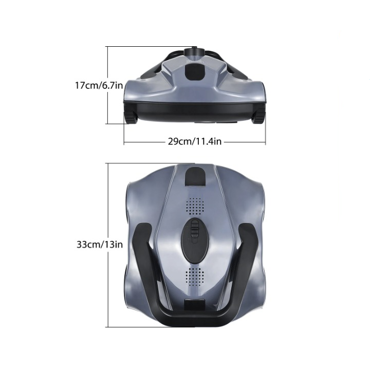 Zwembadstofzuigers - Zwembadrobot - Automatische en Draadloos Zwembadreiniger - voor Vlakke Grondzwembaden - 5200 mAh - 28W - 11V - 33 x 29 x 17 cm - Donkergrijs