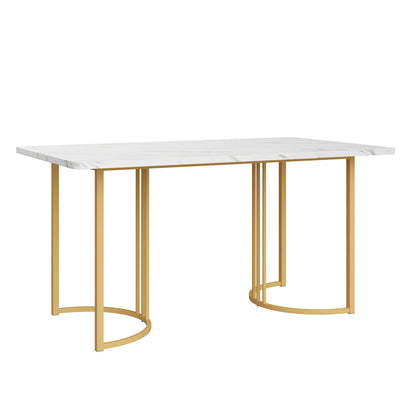 Comanlai Modern Kitchen Table,Rectangular Dining Table with Metal Frame,Adjustable Feet for Dining Room and Living Room,140x80cm