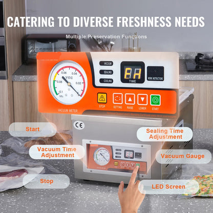 Vacumeermachine - Vacuümverpakkingsmachine - Vacuümmachines - Kamermodel Vacuümsealer - 260W - met 15,7" Seallengte - Commerciële - Foodsaver - Seal Apparaat - voor Nat Voedsel, Vlees en Marinades - QUORE